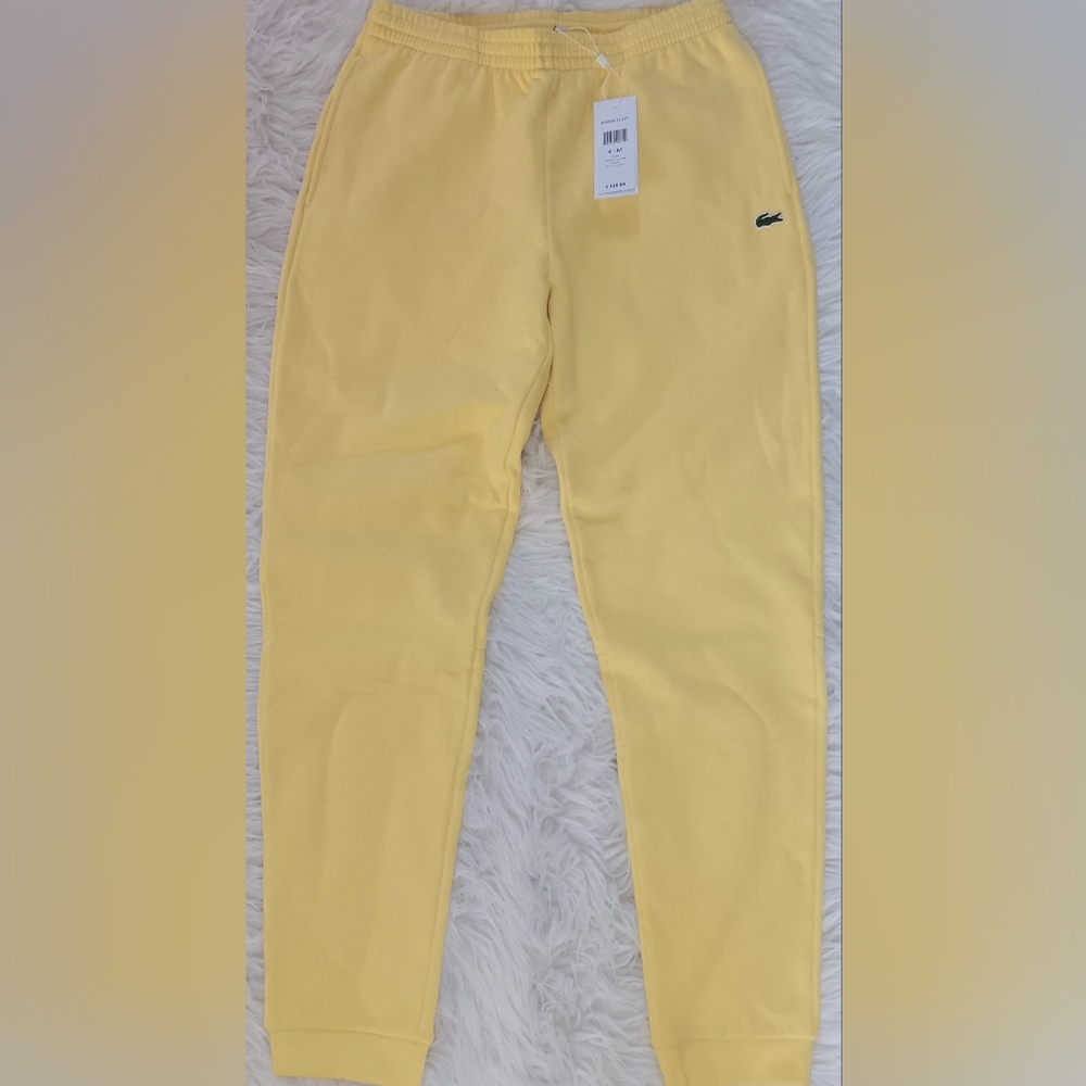 Lacoste Unisex-Medium(4)-SPORT Fleece Sweatpants in Yellow -NWT-$120